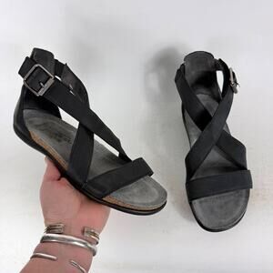 Naot Rianna Strappy Sandals Women's 7 Black Padded Hook & Loop Open Toe Comfort